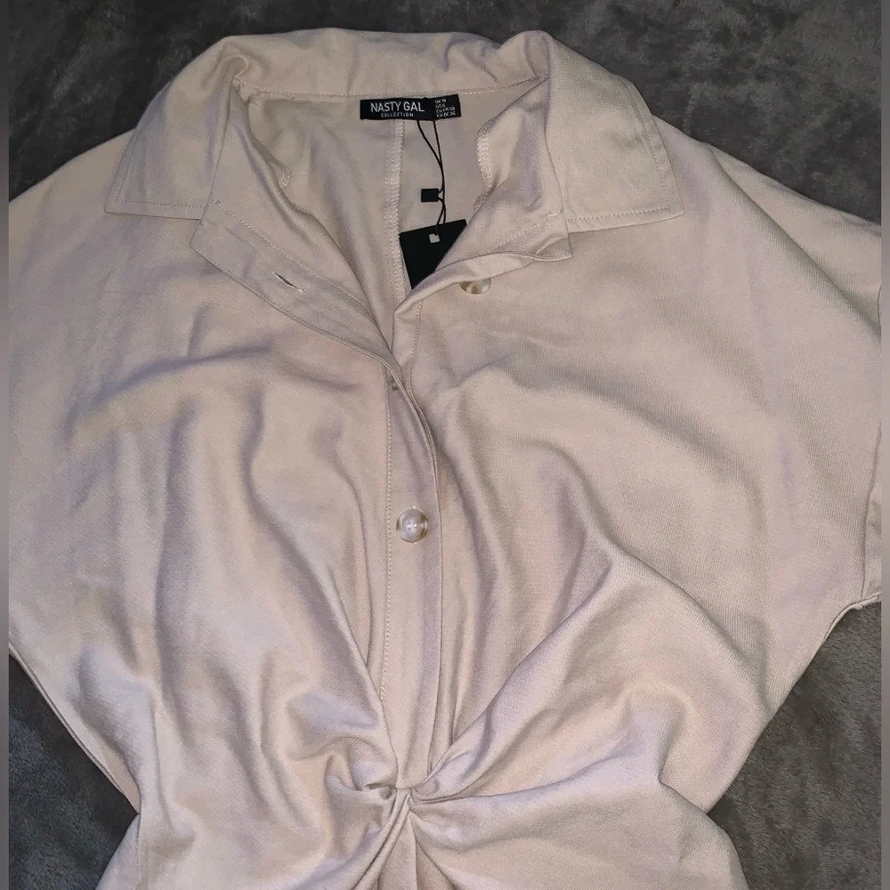 NWT! Nasty Gal Gathered Front Button Down Shirt Mini Dress size 6 - Picture 6 of 10